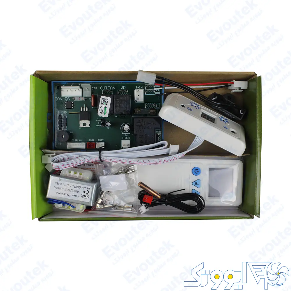 تصویر برد همه کاره کولرگازی PG موتور مدل QD-U08PGC+ برند Qunda با پشتیبانی فن داخلی
